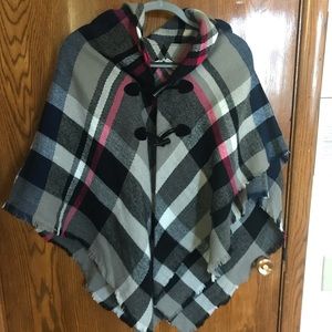 Plaid poncho